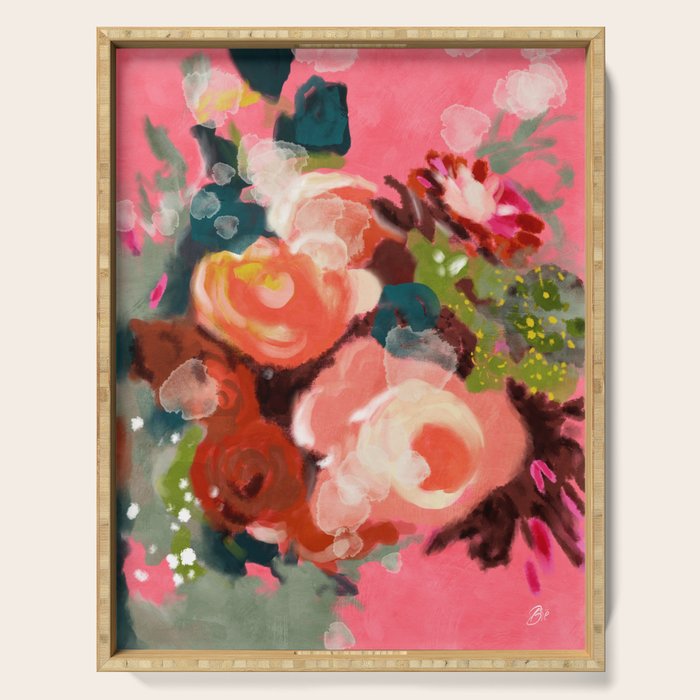 bloom it, abstract art Serving Tray Gallery Image 1