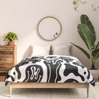 Black and white melted happy face pattern Comforter Gallery Image 3