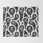 Black and white melted happy face pattern Throw Blanket Gallery Image 2