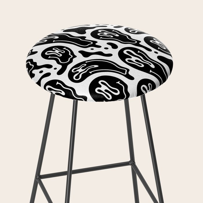 Black and white melted happy face pattern Stool Gallery Image 2