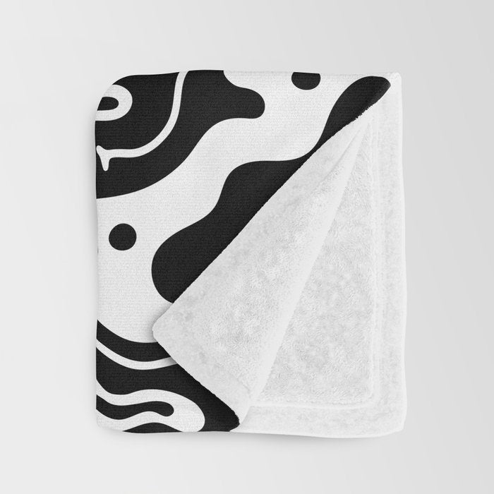 Black and white melted happy face pattern Throw Blanket Gallery Image 3