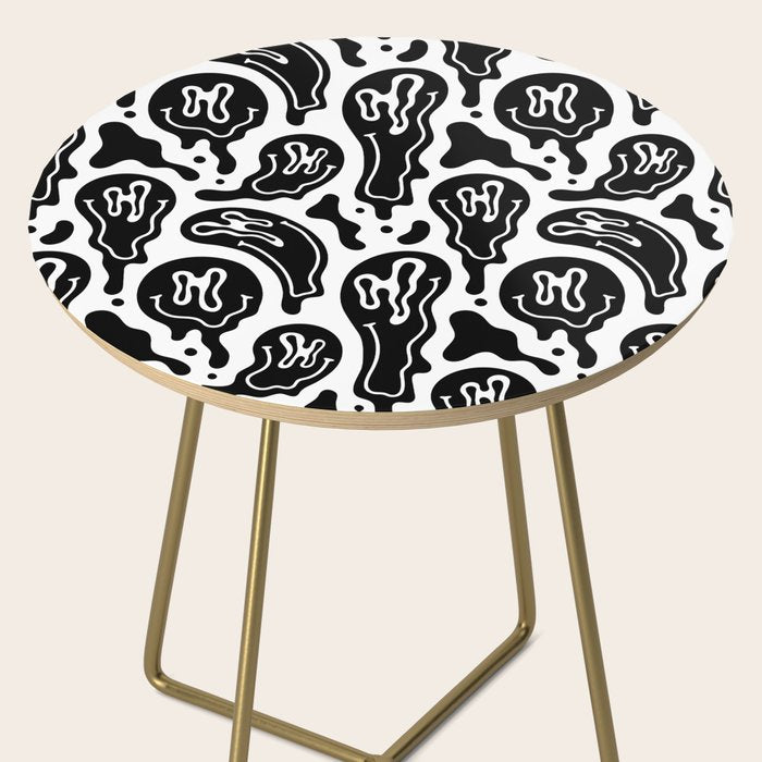 Black and white melted happy face pattern Side Table Gallery Image 2