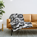 Black and white melted happy face pattern Throw Blanket Gallery Image 1