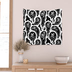 Black and white melted happy face pattern Wall Tapestry Gallery Image 2