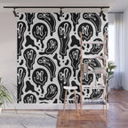 Black and white melted happy face pattern Wall Mural Gallery Image 1