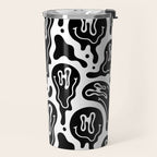 Black and white melted happy face pattern Travel Mug Gallery Image 2