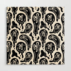 Black and white melted happy face pattern Wood Wall Art Gallery Image 1