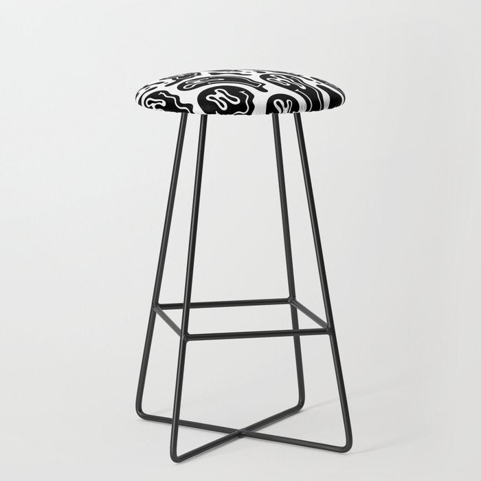 Black and white melted happy face pattern Stool Gallery Image 1