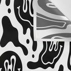 Black and white melted happy face pattern Wall Tapestry Gallery Image 3