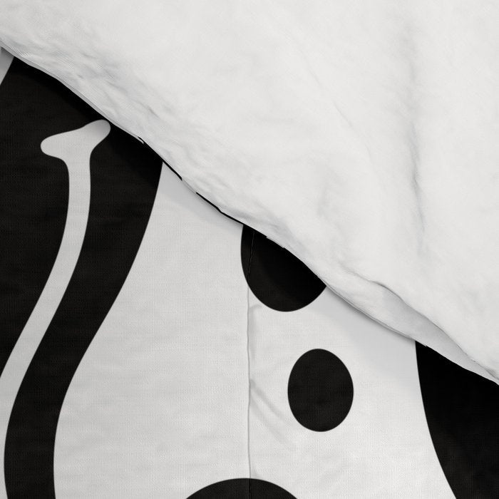 Black and white melted happy face pattern Comforter Gallery Image 4