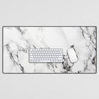 White Faux Marble Texture Desk Mat Gallery Image 1