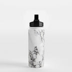 White Faux Marble Texture Water Bottle Gallery Image 2