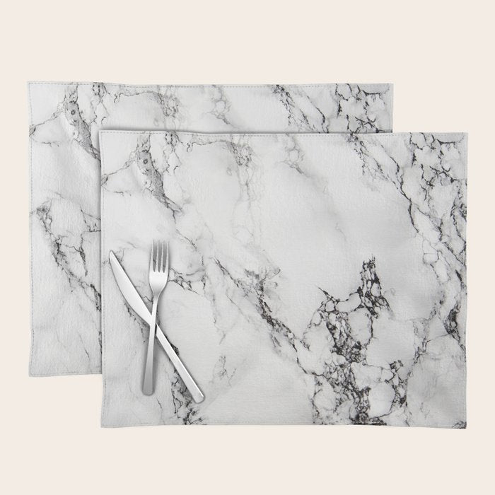 White Faux Marble Texture Placemat Gallery Image 1
