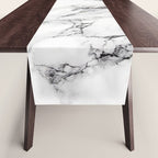 White Faux Marble Texture Table Runner Gallery Image 1