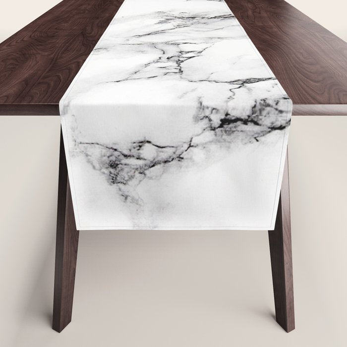 White Faux Marble Texture Table Runner Gallery Image 1