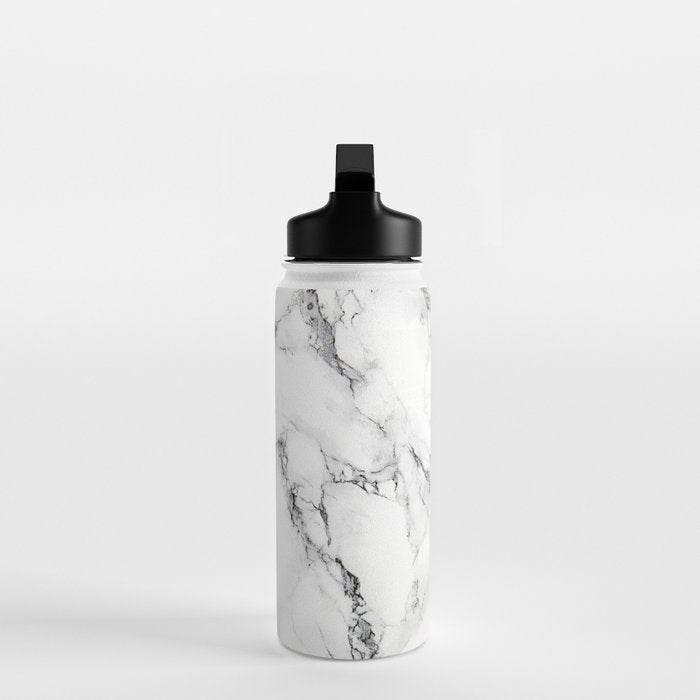 White Faux Marble Texture Water Bottle Gallery Image 3