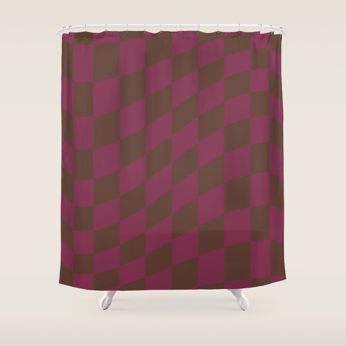 Wavy Chocolate x Ripe Berry Shower Curtain Gallery Image 1