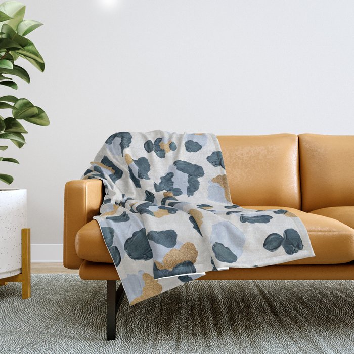 Snow Leopard Print Throw Blanket Gallery Image 1