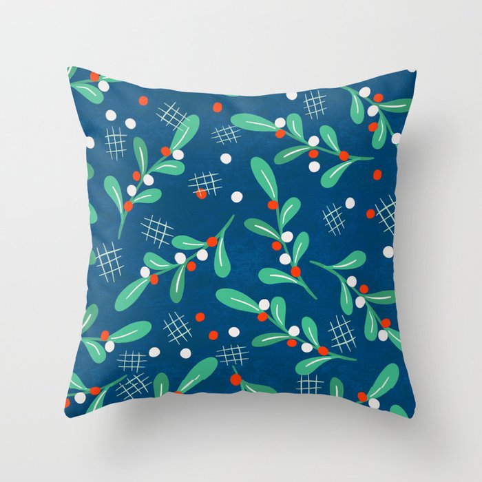Misseltoe -  christmas pattern no1 Throw Pillow Gallery Image 1