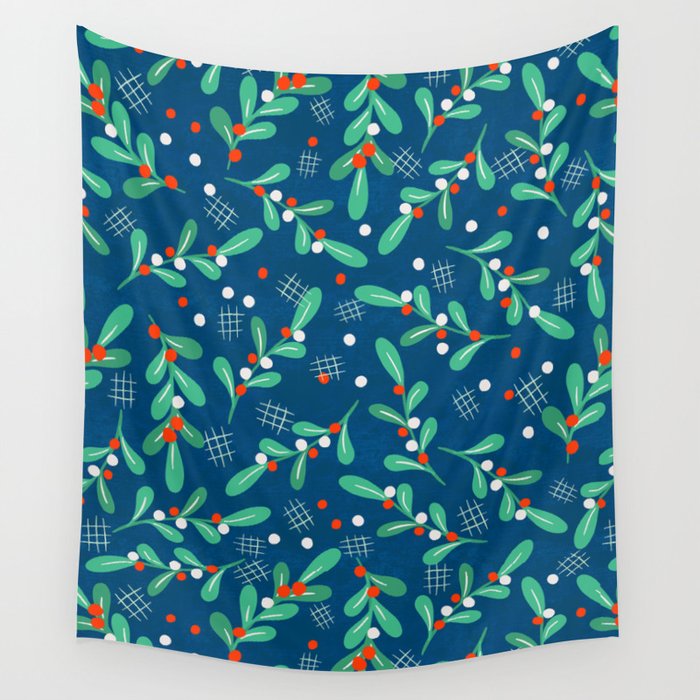 Misseltoe -  christmas pattern no1 Wall Tapestry Gallery Image 4