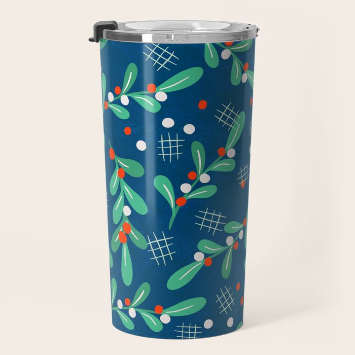 Misseltoe -  christmas pattern no1 Travel Mug Gallery Image 3