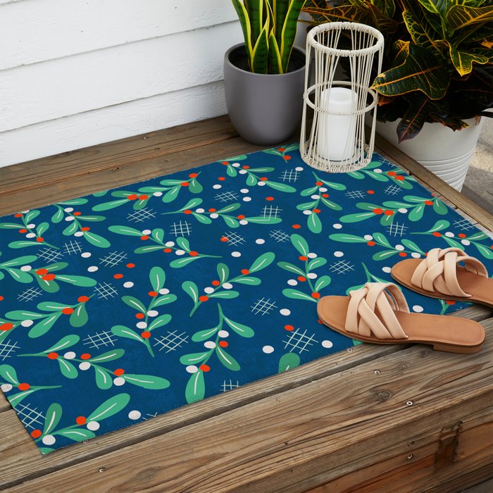 Misseltoe -  christmas pattern no1 Outdoor Rug Gallery Image 2