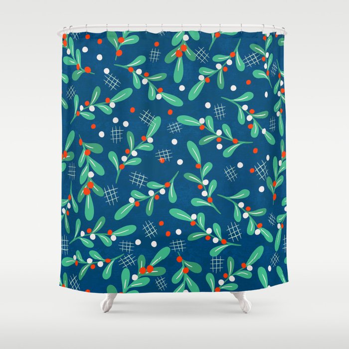Misseltoe -  christmas pattern no1 Shower Curtain Gallery Image 1