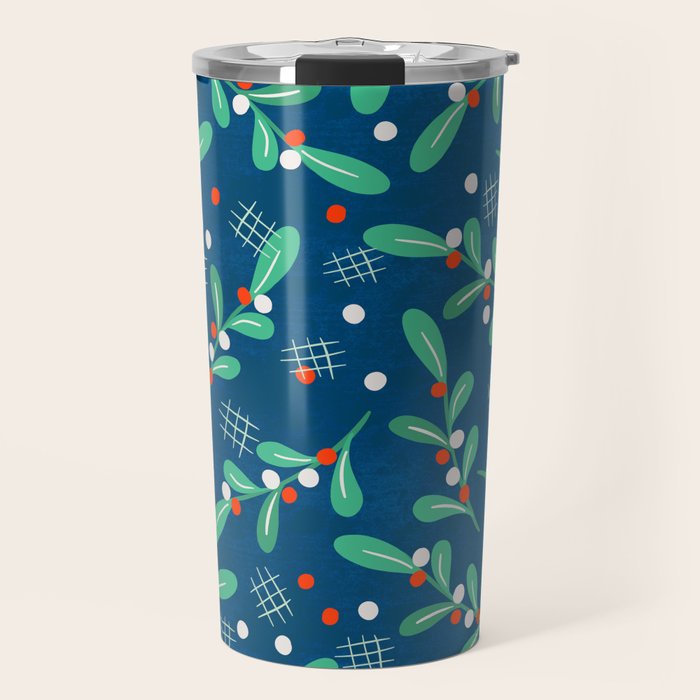 Misseltoe -  christmas pattern no1 Travel Mug Gallery Image 1