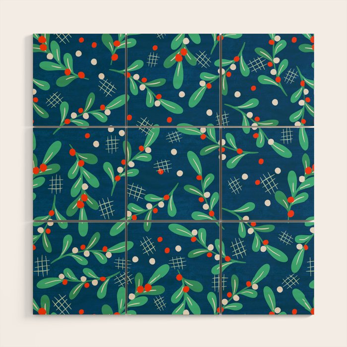Misseltoe -  christmas pattern no1 Wood Wall Art Gallery Image 1
