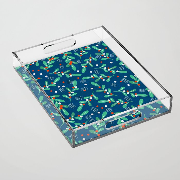 Misseltoe -  christmas pattern no1 Acrylic Tray Gallery Image 1