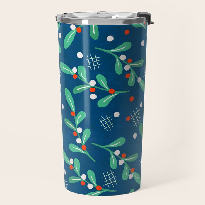 Misseltoe -  christmas pattern no1 Travel Mug Gallery Image 2