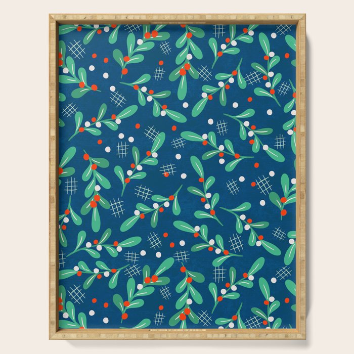 Misseltoe -  christmas pattern no1 Serving Tray Gallery Image 1