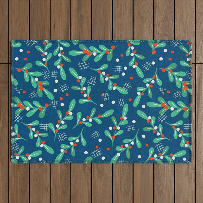 Misseltoe -  christmas pattern no1 Outdoor Rug Gallery Image 1