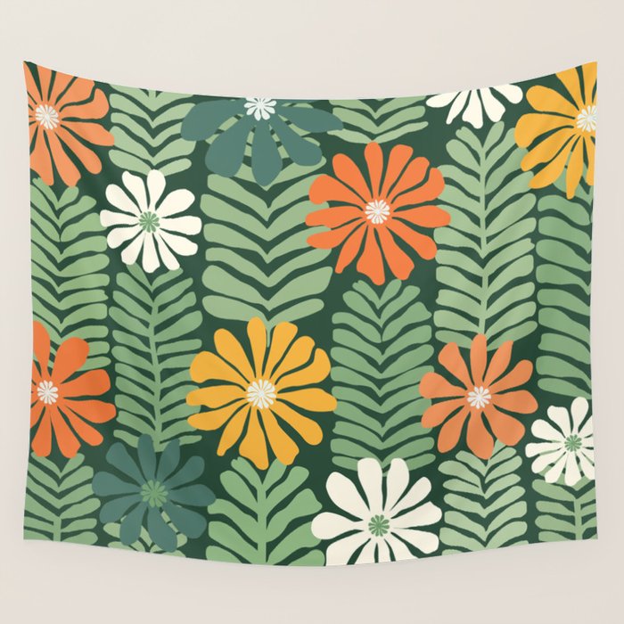 Spring Equinox Floral Pattern  Wall Tapestry Gallery Image 1