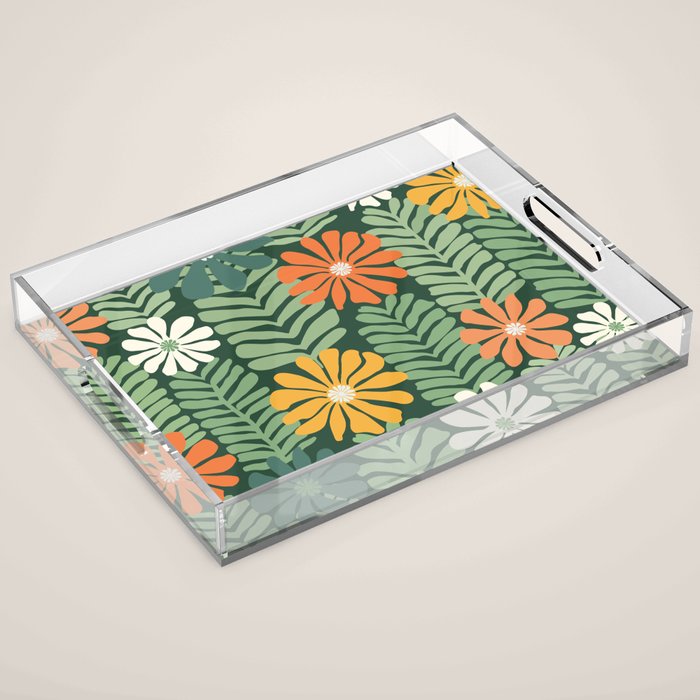 Spring Equinox Floral Pattern  Acrylic Tray Gallery Image 1