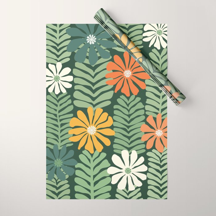 Spring Equinox Floral Pattern  Wrapping Paper Gallery Image 1
