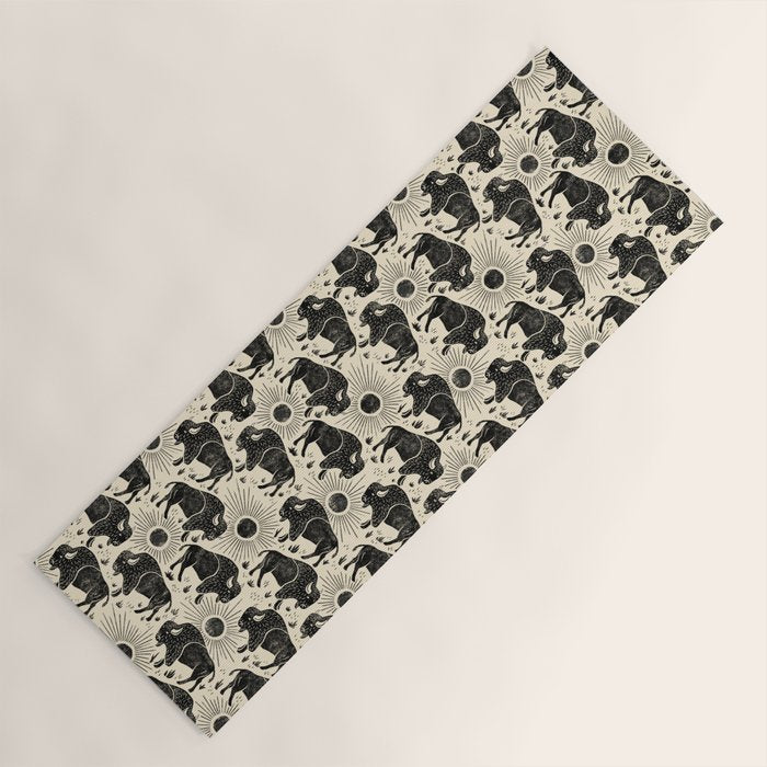 Bison - black and cream Yoga Mat Gallery Image 1