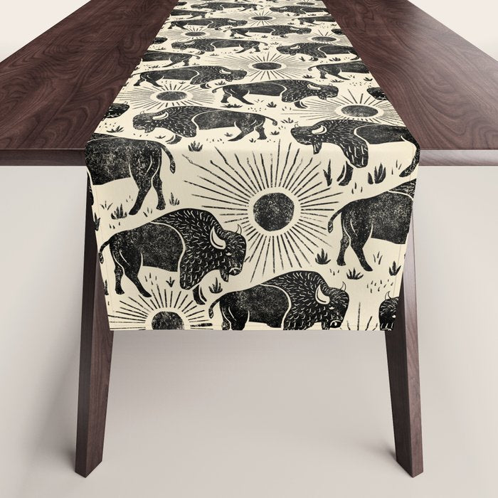 Bison - black and cream Table Runner Gallery Image 1