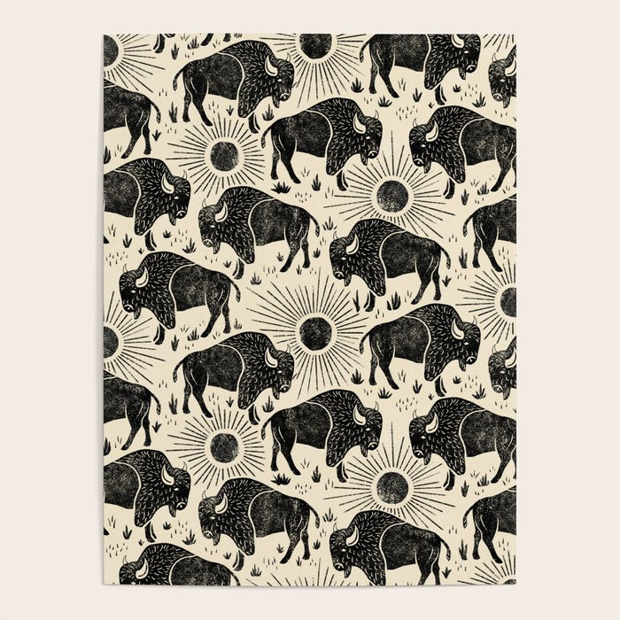 Bison - black and cream Poster Gallery Image 4