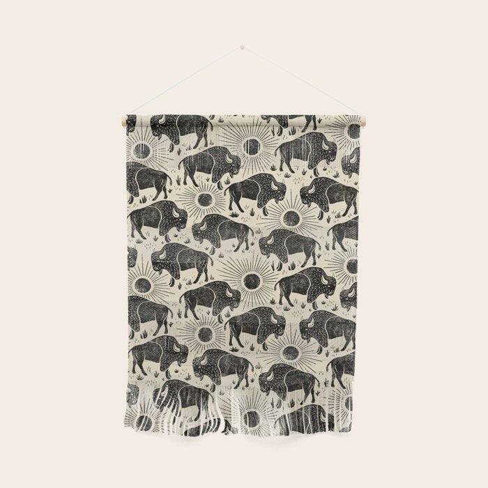 Bison - black and cream Wall Hanging Gallery Image 1