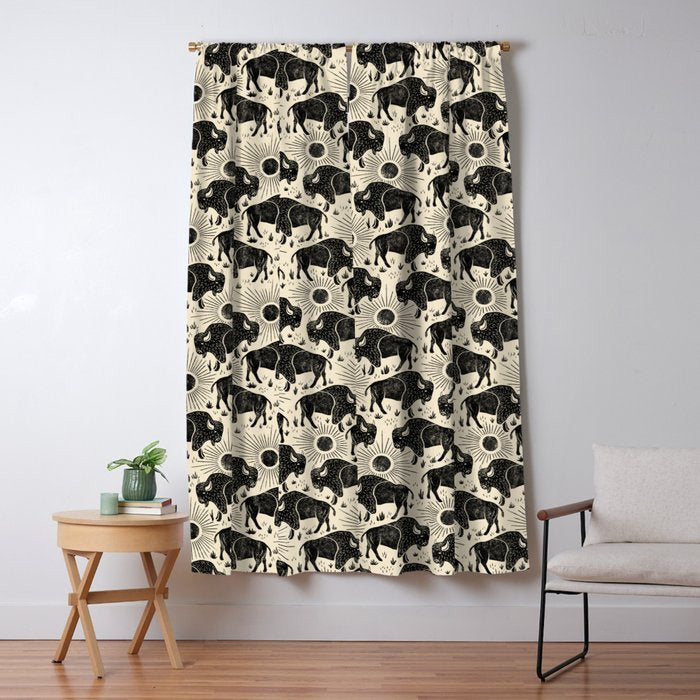 Bison - black and cream Window Curtain Gallery Image 5