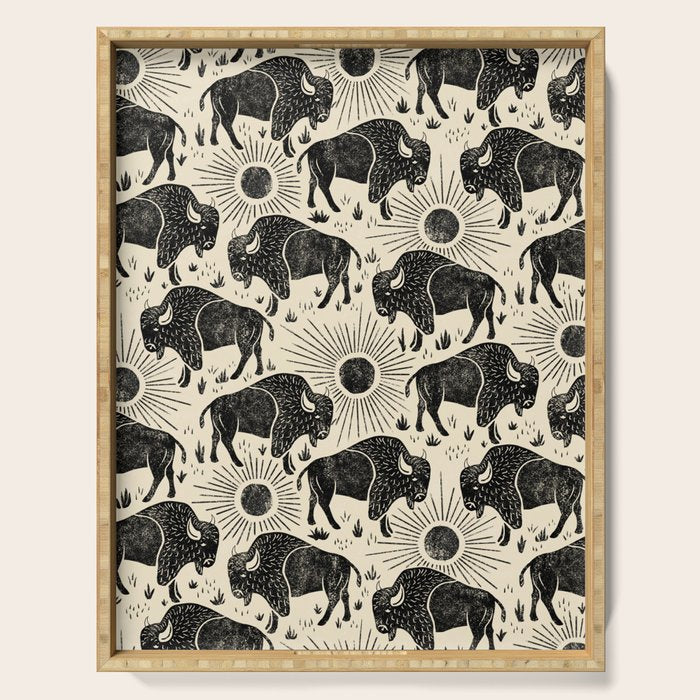Bison - black and cream Serving Tray Gallery Image 1