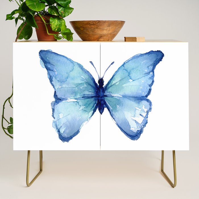 Blue Butterfly Watercolor Credenza Gallery Image 1