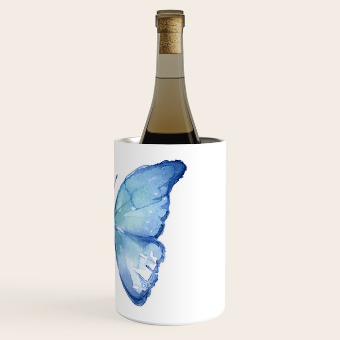 Blue Butterfly Watercolor Wine Chiller Gallery Image 3