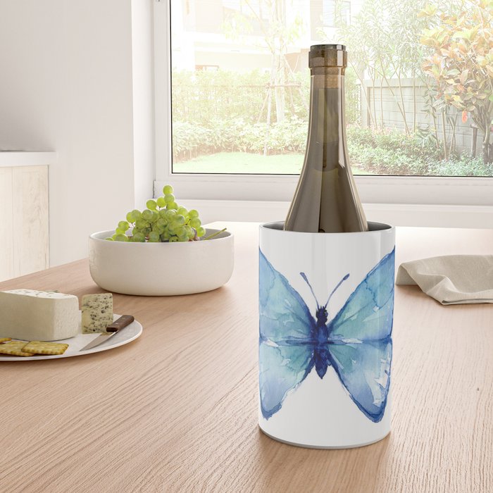 Blue Butterfly Watercolor Wine Chiller Gallery Image 4