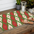 Retro Christmas Ornaments Pattern Green Red Cream Outdoor Rug Gallery Image 2