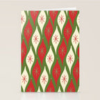 Retro Christmas Ornaments Pattern Green Red Cream Stationery Card Gallery Image 2