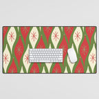 Retro Christmas Ornaments Pattern Green Red Cream Desk Mat Gallery Image 1