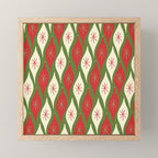 Retro Christmas Ornaments Pattern Green Red Cream Mini Art Print Gallery Image 1