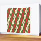 Retro Christmas Ornaments Pattern Green Red Cream Wall Mural Gallery Image 2